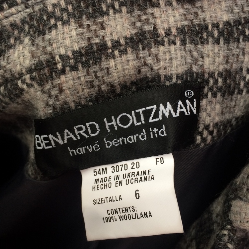 Bernard Holtzman VINTAGE 100% wool coat gray plaid - Picture 7 of 7